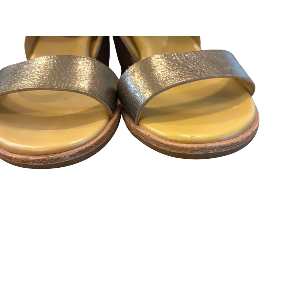 Kork-Ease Women Bronze Metallic Leather Block Heel Slingback Sandals Size 7M - Picture 6 of 9